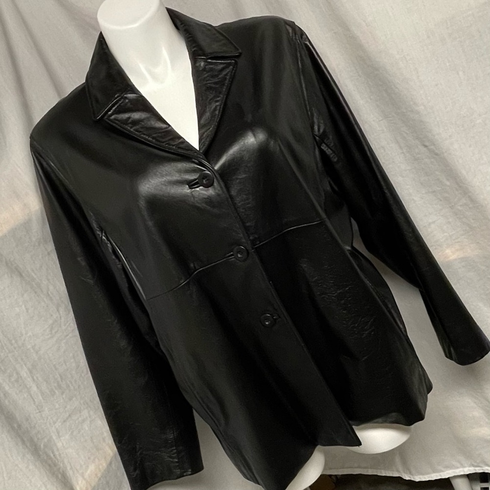 Vintage Wilsons Leather Jacket Women's Soft Blazer Lined Button Up Black 2X